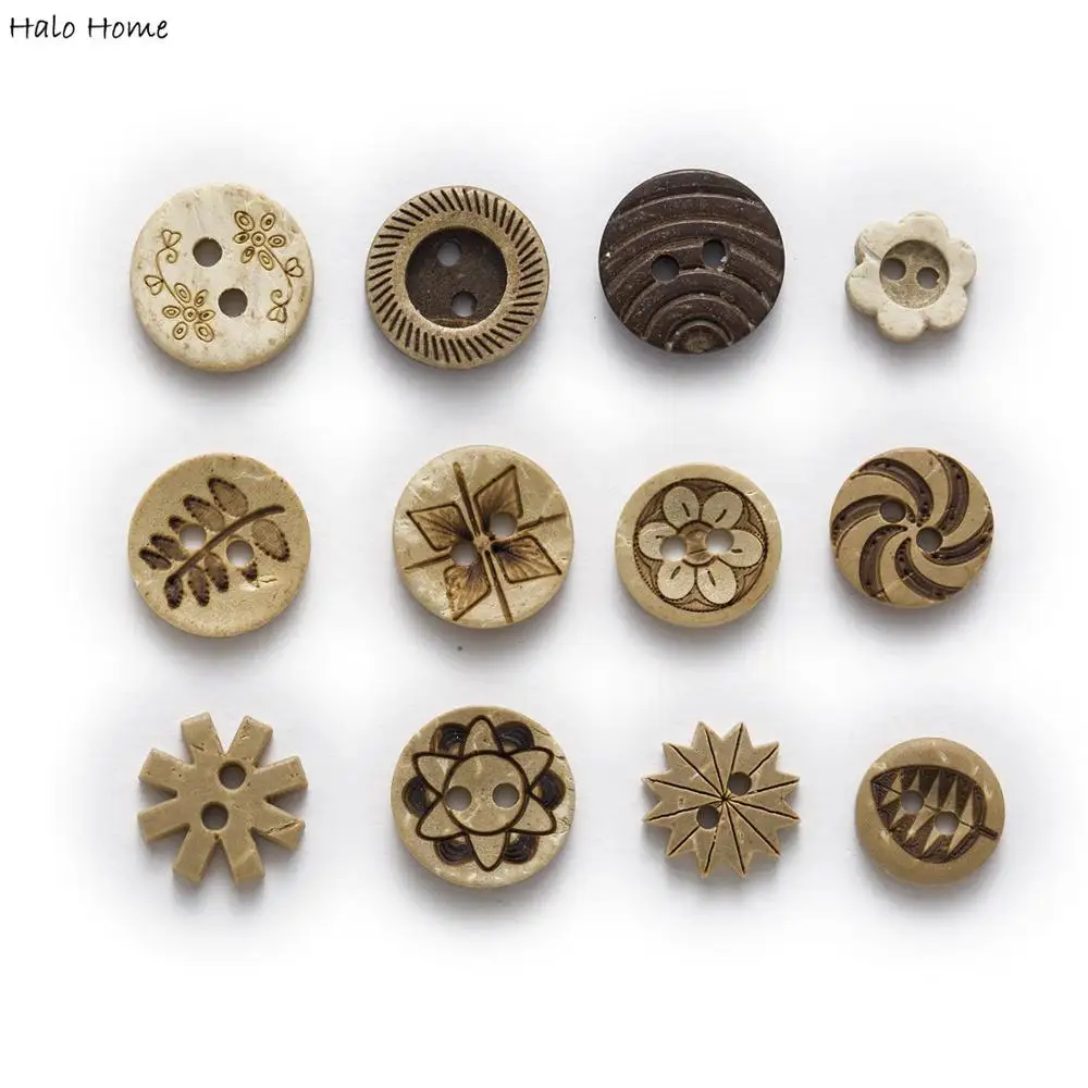 30pcs Multiple Options  Round Coconut Buttons Sewing Scrapbooking Clothing Crafts Accessories Handwork Making Decor