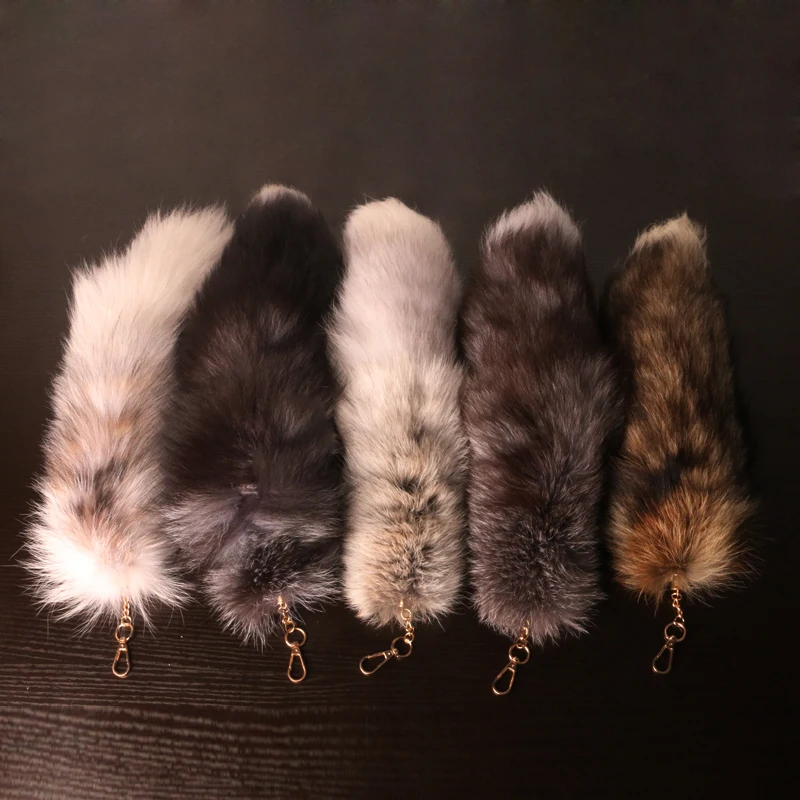 40Cm Wolf Fox Tail Pendants Keychain For Women Men Fur Pom Pom Key Chain Bag Charm Car Key Ring Holder Fluffy Jewelry Best Gift