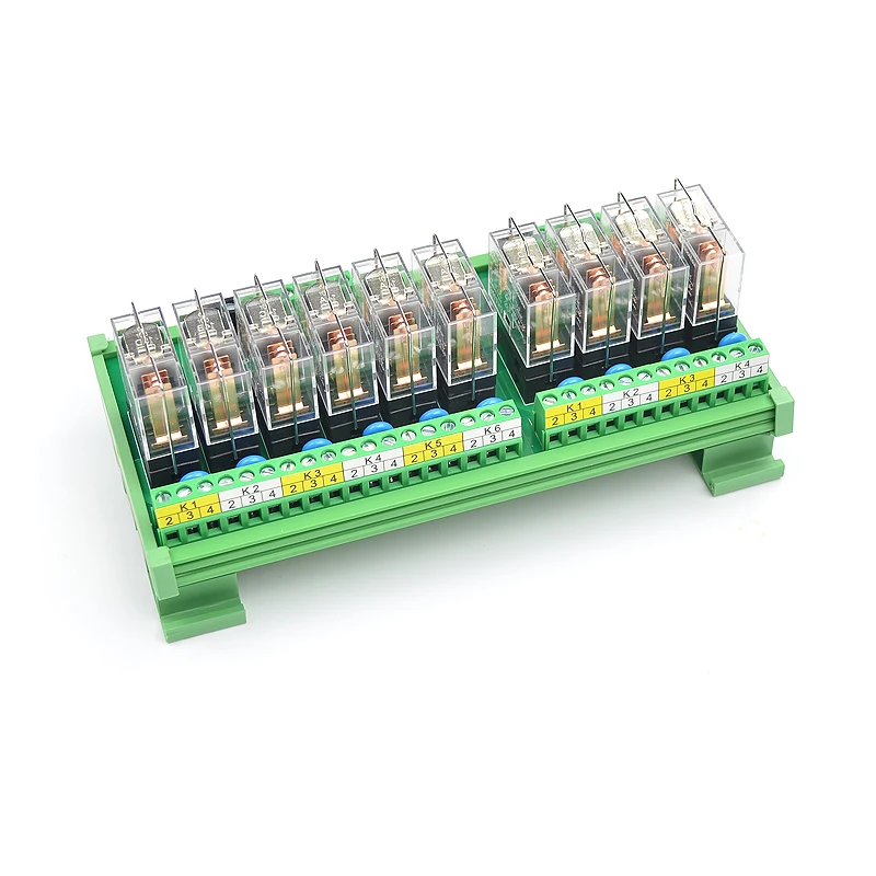 10 Channels 1NO+ 1NC DIN Rail Mount Interface Relay Module with G2R-1-E 16A  INPUT DC 12V 24V PNP NPN compatible