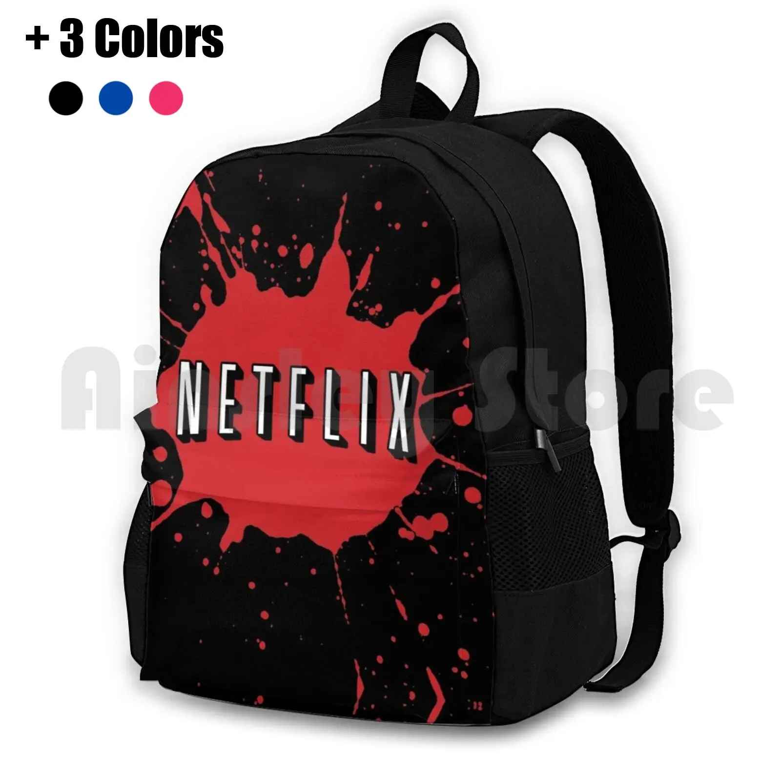 Netflix Splatter Outdoor Hiking Backpack Riding Climbing Sports Bag Netflix Net Flix Red Meme Halloween Costume Fun Awesome