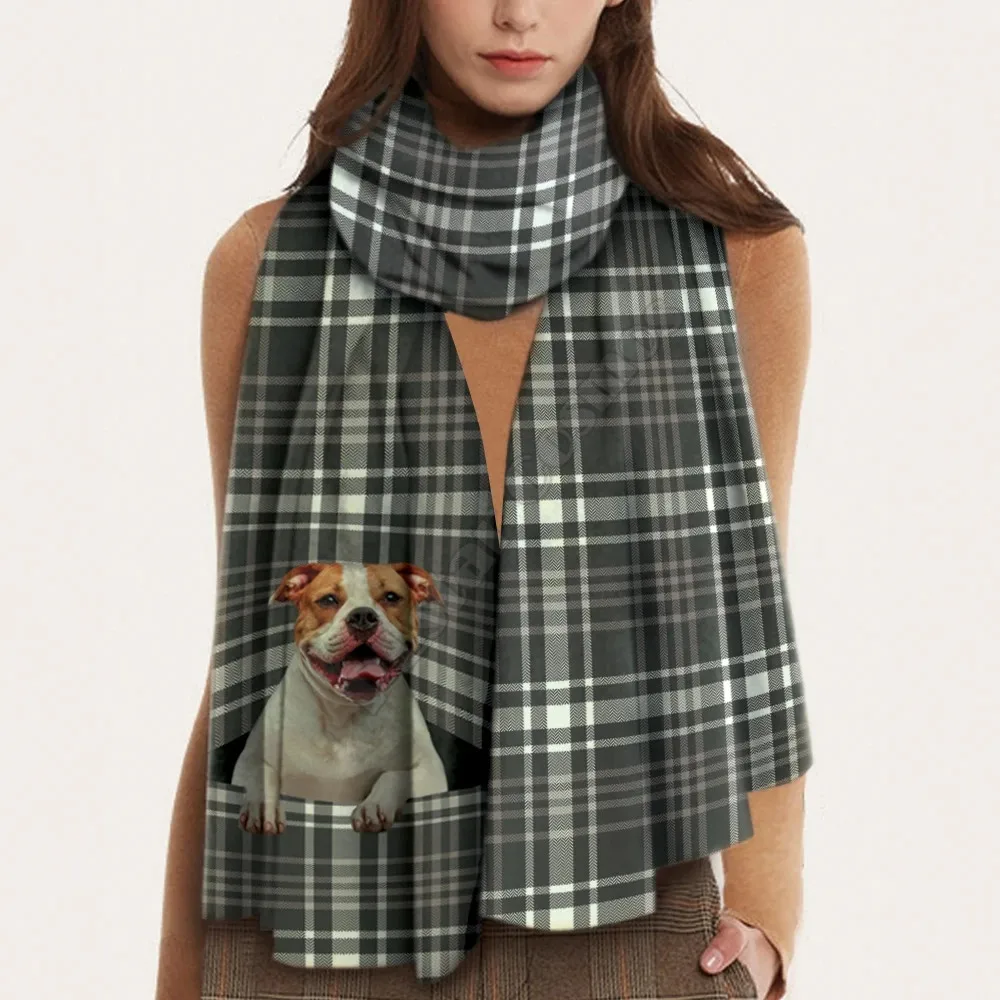 

Keep You Warm American Bulldog 3D Printed Imitation Cashmere Scarf Autumn And Winter Thickening Warm Shawl Scarf