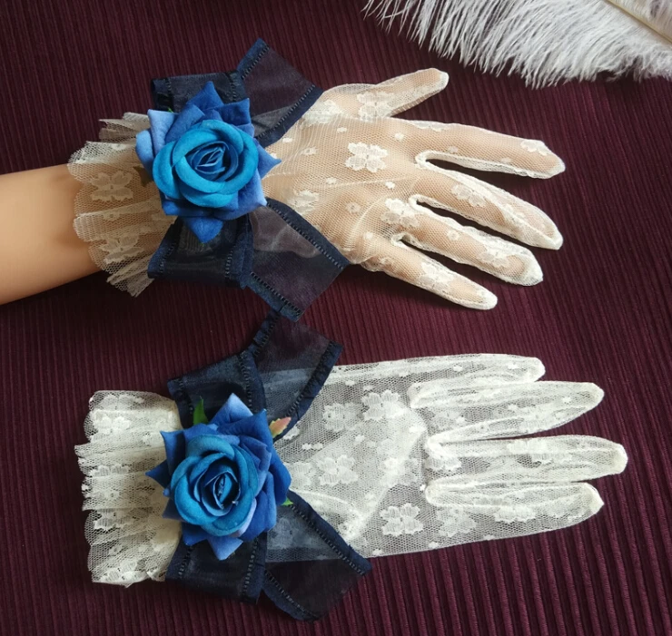 Women's sexy transparent big bow flower lace glove female spring summer thin sunscreen club party dancing driving glove R3113