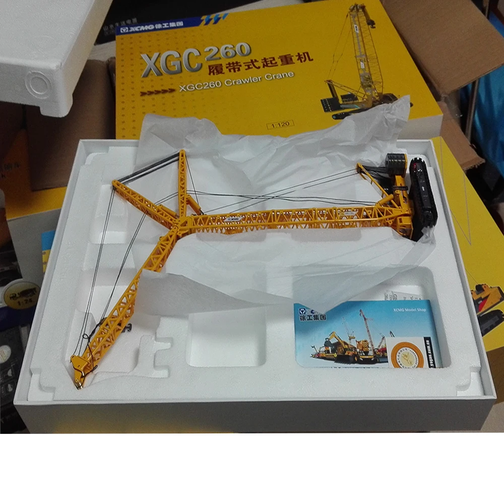 1:120 Scale Model Diecast Construction Machinery XCMG XGC 260 Tower Crane Model Craft Gift Collection 360 Degree Swing Yellow