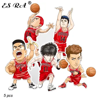 5 unids/set pegatinas de Anime dibujos animados de Japón SlamDunk pegatinas de PVC impermeables juguetes portátil lanzador botella equipaje diario decorar DIY