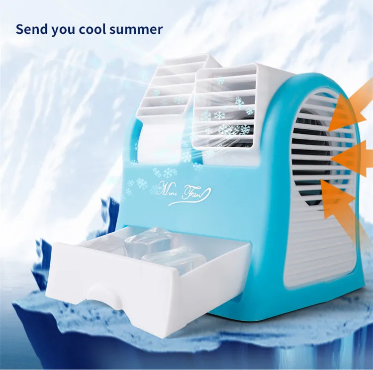 

Mini Small Fan Cooling Portable Desktop Dual Bladeless Air Conditioner USB NEW