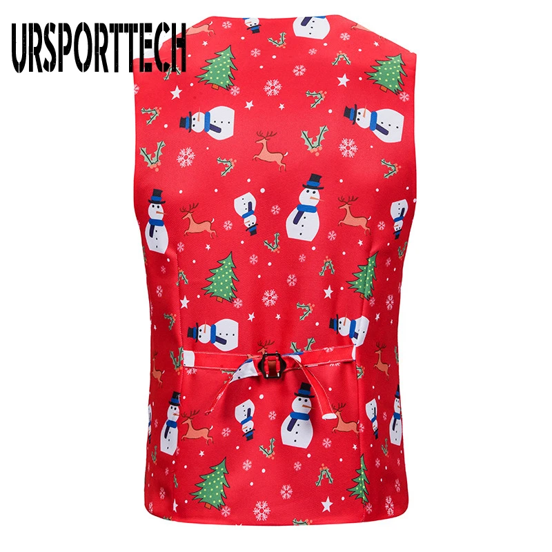 Christmas Vest Men Print 3D Christmas Tree Print Sleeveless Jacket Men Feliz Navidad Party Tuxedo Vests Jackets Chaleco Hombre