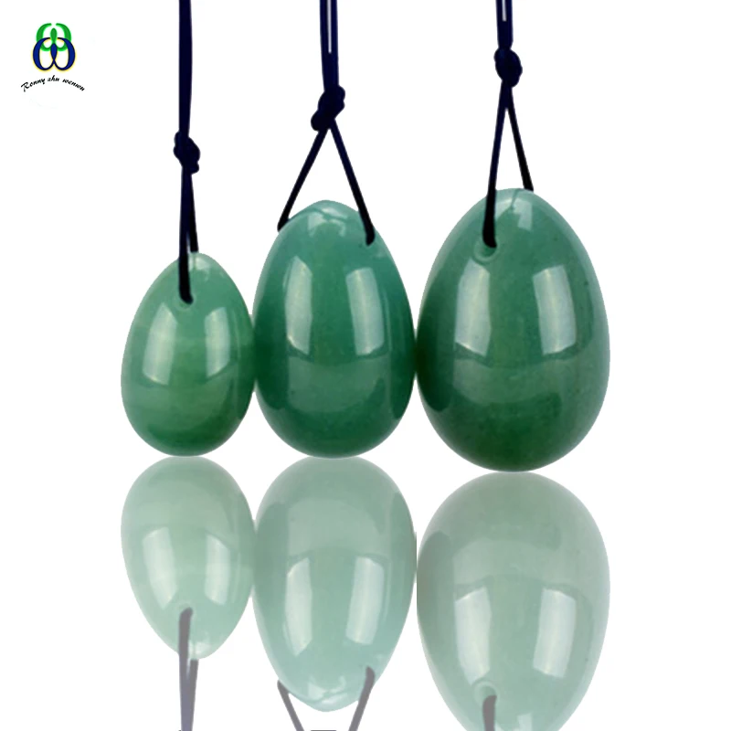 Natural Green Aventurine Jade Egg Drilled Yoni Egg Ben Wa Ball for Women Pelvic Floor Muscle Vaginal Tighten Kegel Exerciser