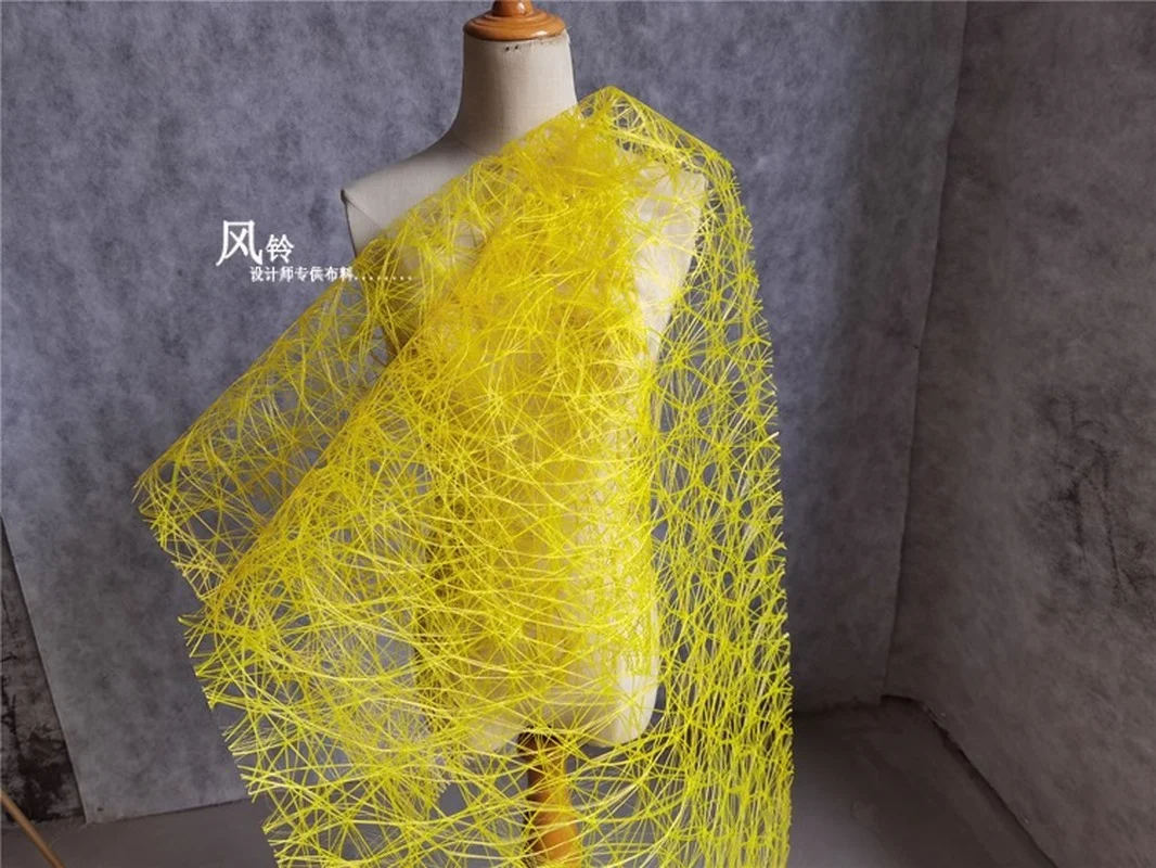 Hollowed Mesh Fabric Yellow Irregular Bird\'s Nest Texture DIY Handicraft Flower Props Decor Creative Clothes Designer Fabric