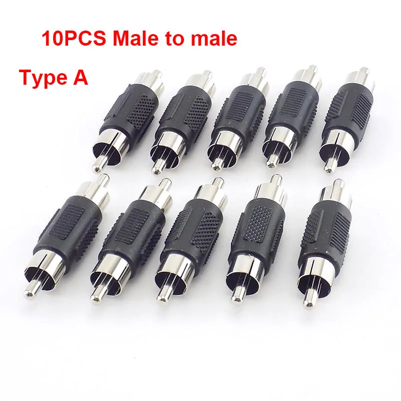 Dual Rca Male Naar Male Coupler Vrouw Tot Vrouw Audio Connector Adapter Av-kabel Plug Voor Cctv Camera Connector Video