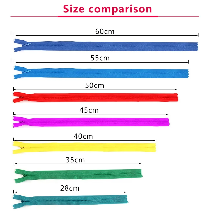 10Pcs/Pack 28cm 35cm 40cm 45cm 50cm 55cm 60cm 3# Invisible Zipper Nylon Coil Zipper  For DIY Handcraft Cloth Sewing Accessories