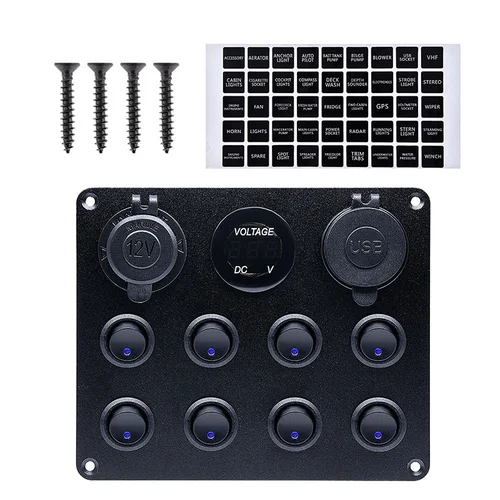 Imagen 2 del producto Panel de interruptor basculante de 5 entradas y 8 entradas, Control Usb para coche, camión, barco marino, RV, ATV, UTV, Camper, caravana, disyuntor