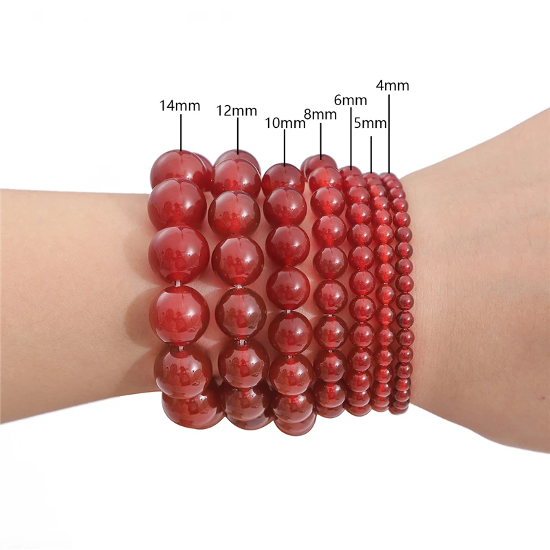 7A Grade round Natural Red Agate Gemstone Beads 4-14mm High Quality for DIY Jewelry Making Necklace Bracelet Earring Accessories - Image 5