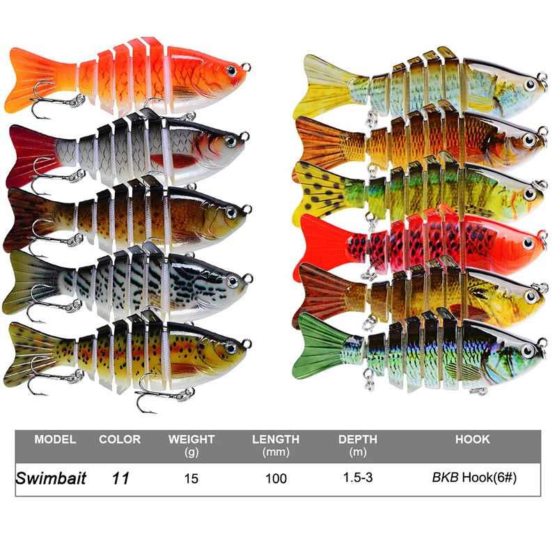 YUCONG 1PC Sinking Wobblers Fishing Lure 10cm-15g Jointed Swimbait 7 Segments leurre Artificial Hard Bait Wobbler duro cebo Isca