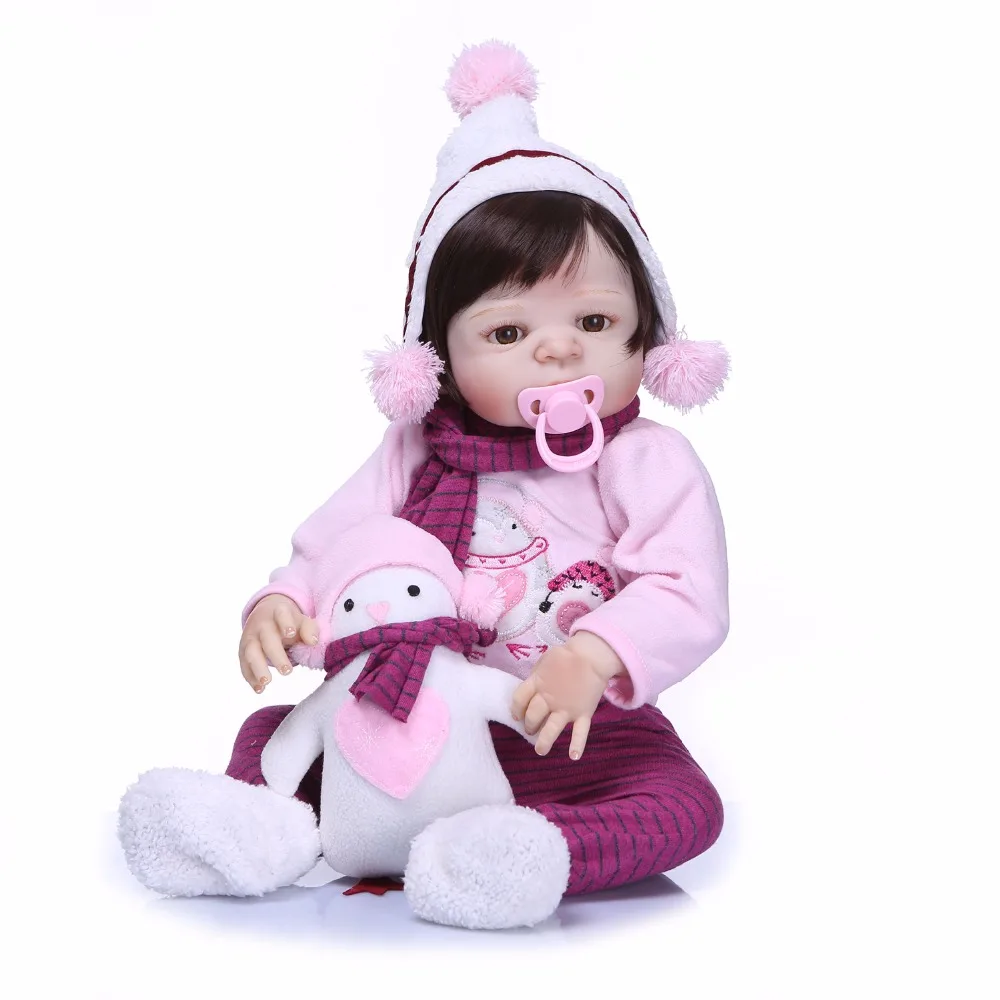 

55cm full Silicone Reborn Baby Doll Kids Playmate Gift for Girls Soft Toys for Bouquets Doll Bebe Reborn Toys