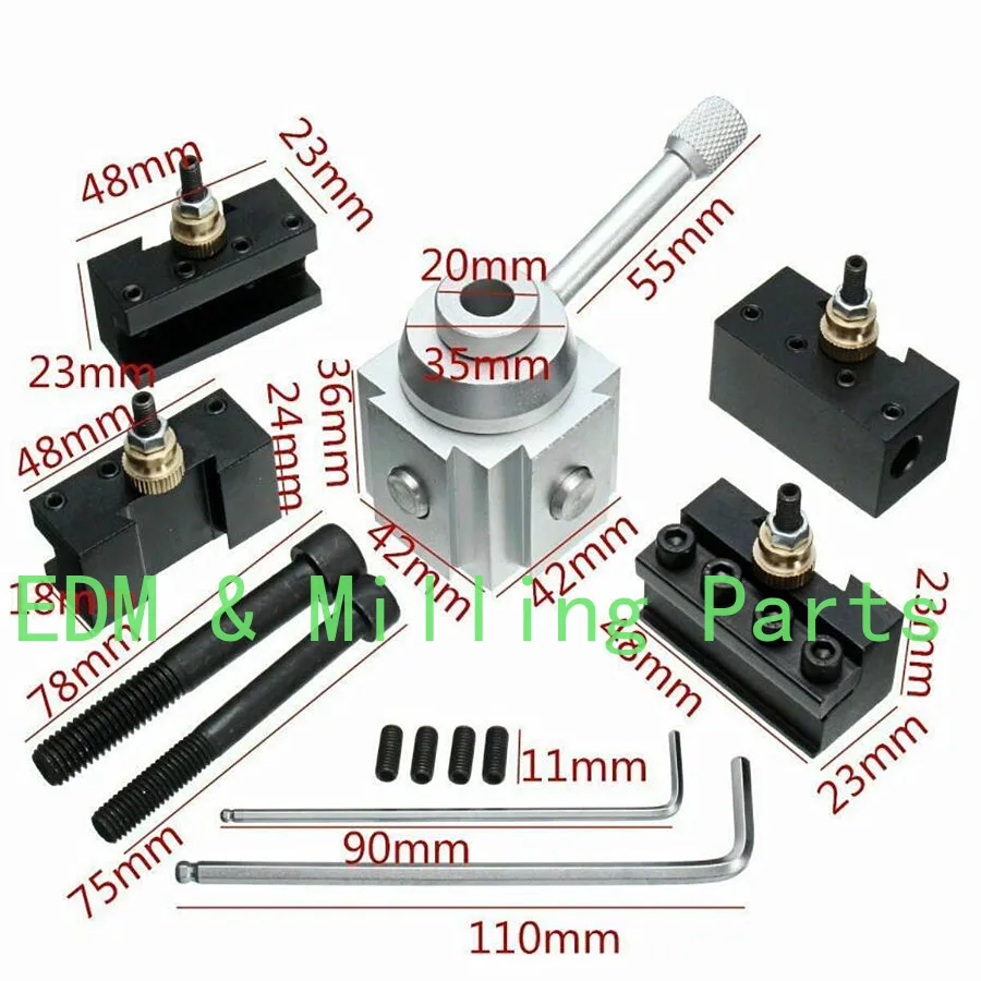 CNC Mini Quick Change Tool Post Holder Aluminum Alloy Kit For Table/Hobby Lathe Set