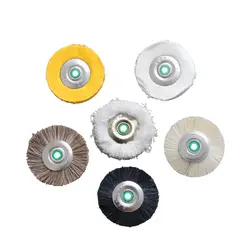 10pcs 48mm Iron Hub Jewelry Polishing Brush Pig Hair Horse Hair Cotton Buffing Wheel Handmade Jeweler Tools Diy Craft