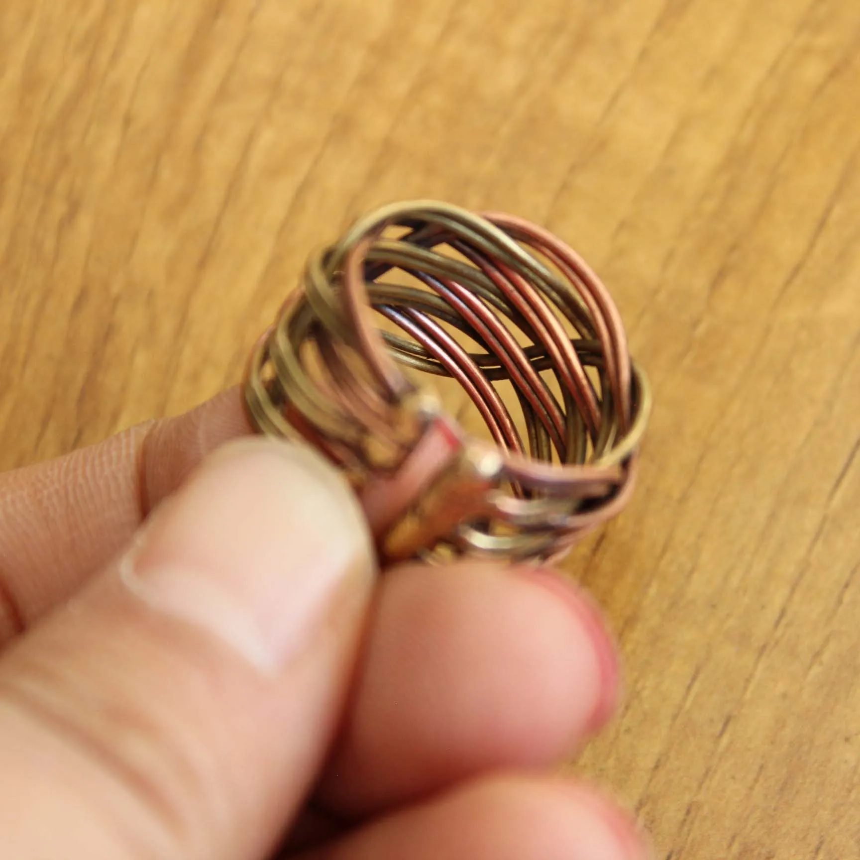 RG138 Neplese Jewelry Handmade Ring Ethnic Tibetan Copper Braided Knitting Open Back Ring or Thumb Ring Adjustable Ring