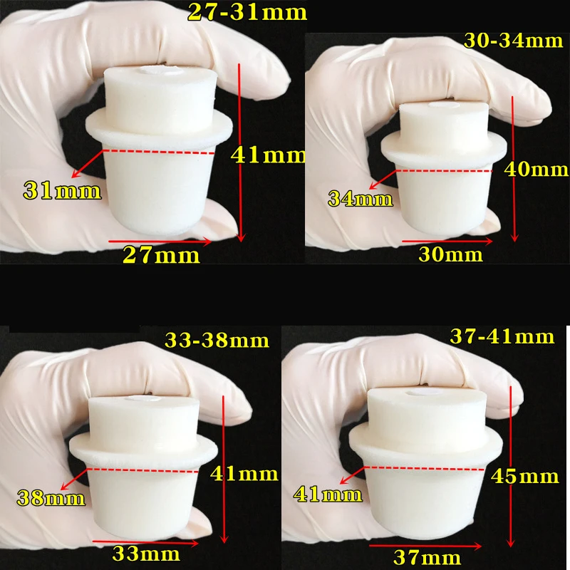 4pcs Laboratory Silicone Bung With Hole Stoppers Airlock Bubbler Triangular flask stopper