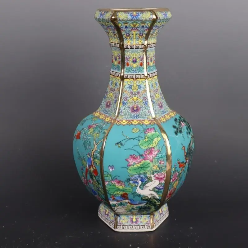 

26CM Ceramic Vase Antique Collection Living Room Decoration Enamel Porcelain Home Furnishing Ornaments Housewarming Gift