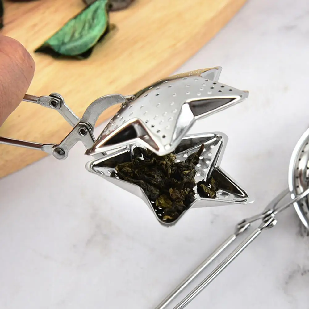 Bulan Berbentuk Stainless Steel Teh Saringan Mesh Dapat Digunakan Kembali Filter Infuser Menjepit