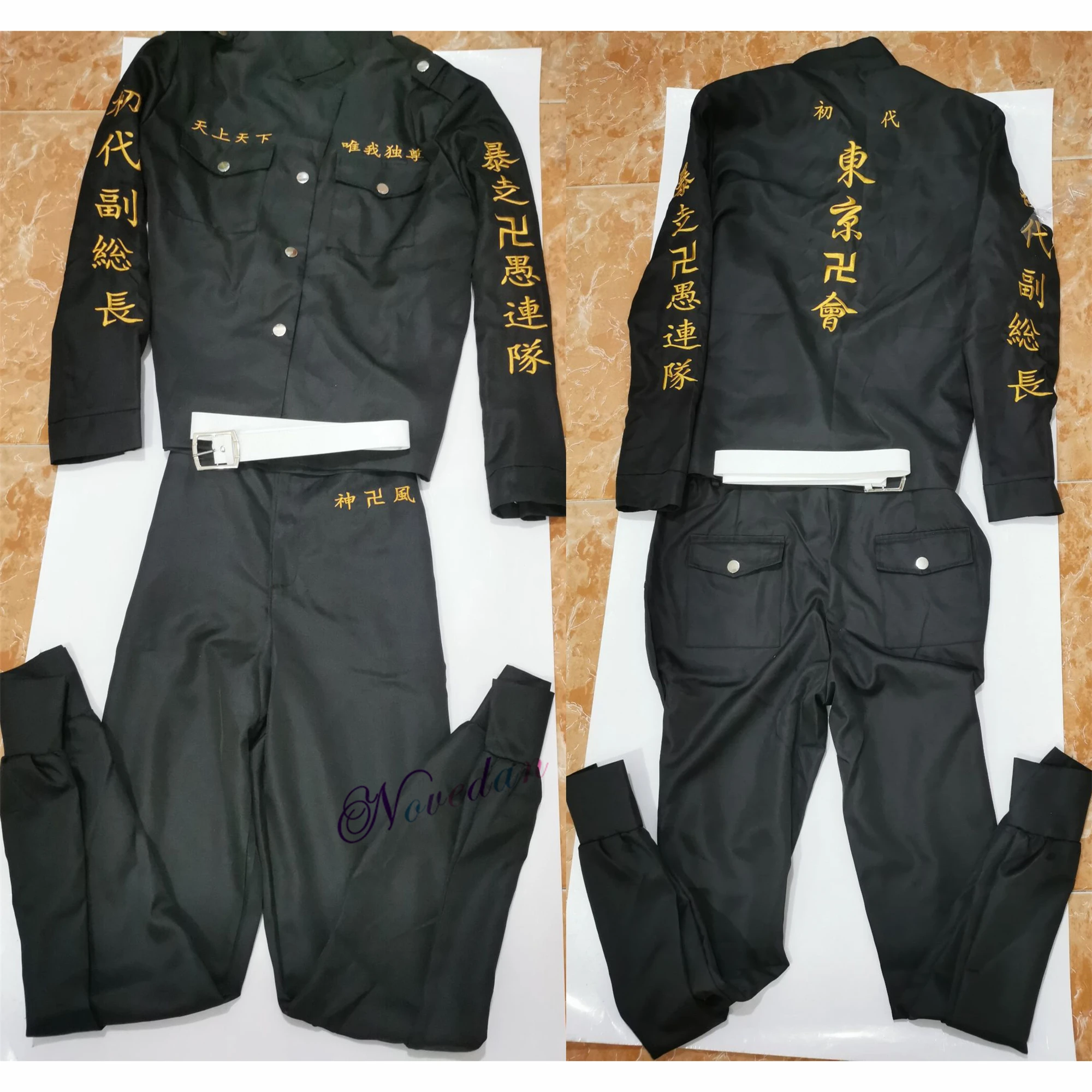 TakAnime Keisuke Baji Cosplay avec perruque pour homme, uniforme de broderie, veste Chifuyu Ken Ryuguji, tenue Manji Gang, costume d'Halloween