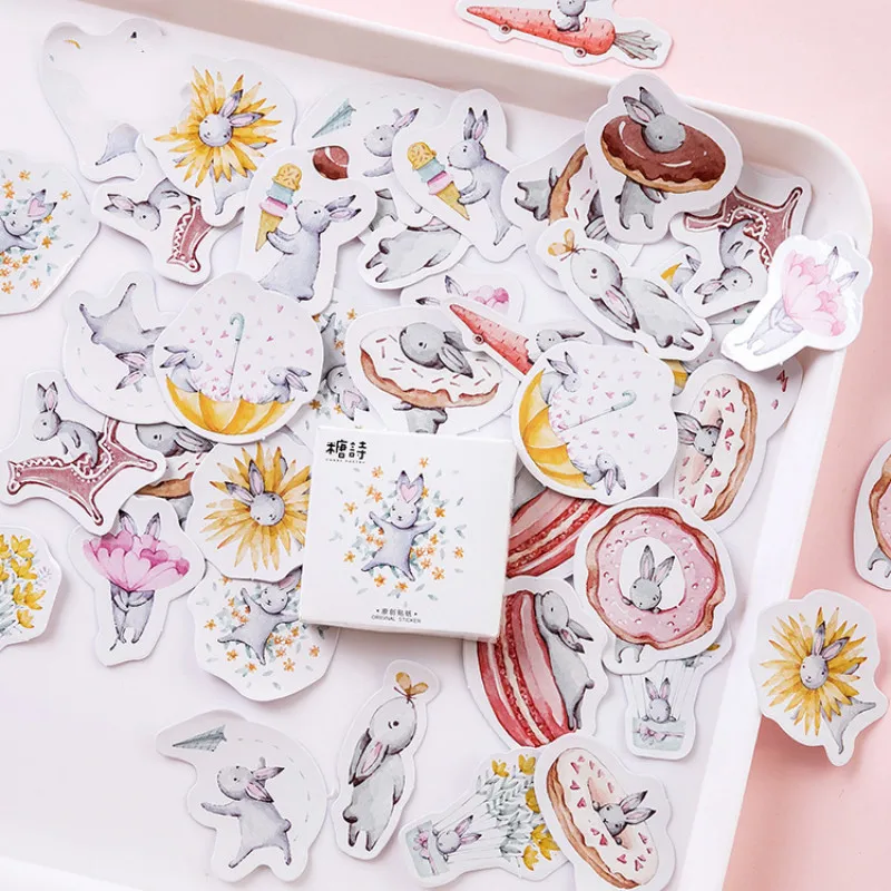 Mohamm miesiąc zając śliczny papier do pamiętnika Mini mały pocisk Kawaii Decor naklejki do planowania Scrapbooking płatki biurowe