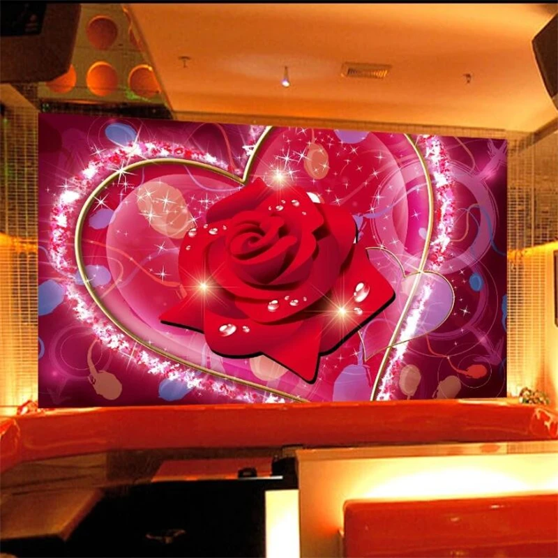 

wellyu Customized large murals, fashion home decoration, love, rose music, carnival bar, KTV background wallpaper