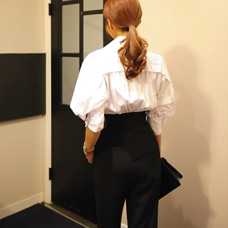 High Waist Wide Leg Pants Professional Suit Pants Women\'s Autumn Winter Ol Formal Dress wide leg pants lace up trousers black