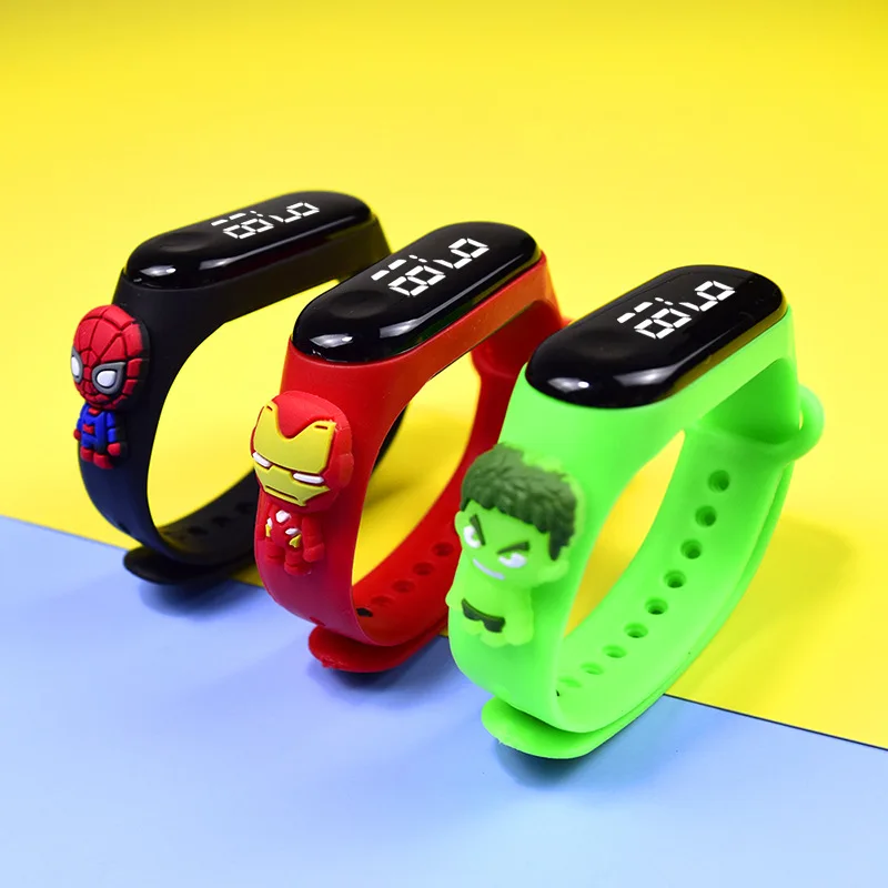 Marvel Children digital watch Spiderman iron Man Mickey Minnie LED sports watch Casual Silicone Children\'s Watch Watch Bracelet