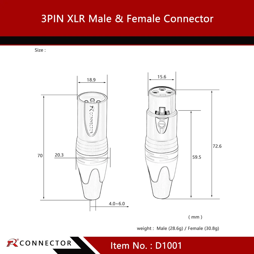 30pcs/15sets 3Pins NC3MXX&NC3FXX XLR connector,Microphone MIC XLR Male Plug&Female Jack Adapter, 10 Colors available