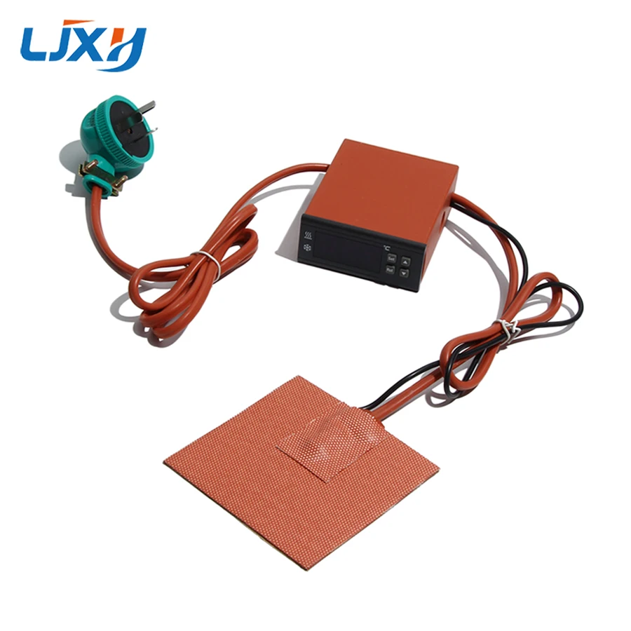 

LJXH 100mm Microcomputer Intelligent Digital Display Thermostat Polyimide Film Insulation Silicone Heating Pad 3D Printer Heater