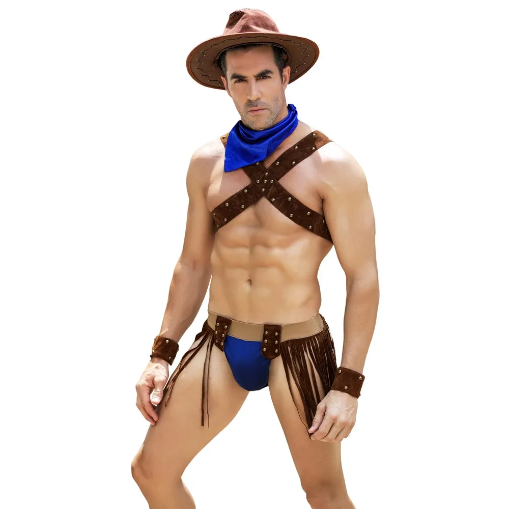 

Sexy lingerie men Chest vest Adult Men Western Cowboy Cosplay Costumes Men's Sexy Erotic Party Dress Fancy Gay Clubwear