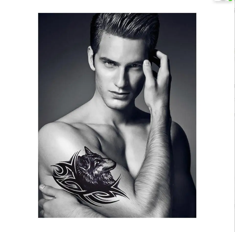 

Wolf Temporary Tattoo Sticker Men Arm Body Art Fake Tattoo Disposable Tatoos Cool Style T1988