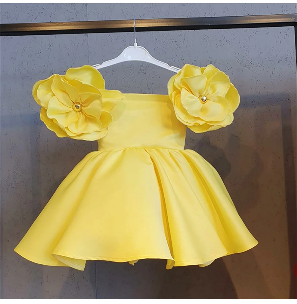 Costume da banchetto vintage per bambina, abito da principessa con fiori, per bambini, serata formale, damigella d'onore, compleanno, battesimo, vestiti 1-7 anni