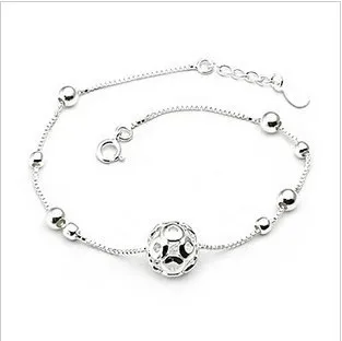 

New Arrival Fashion 925 Sterling Ladies Silver Anklets Ball Manual Anklet Bracelet For Women & Girl Jewelry Foot Jewelry