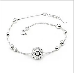 New Arrival Fashion 925 Sterling Ladies Silver Anklets Ball Manual Anklet Bracelet For Women & Girl Jewelry Foot Jewelry