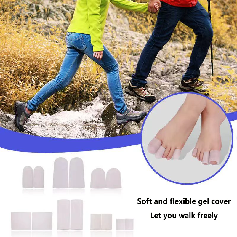 2pcs Silicone Toe Protector Prevent Friction Pain Relief Feet Corns Blisters Toe Cap Cover Correction Hammer Toe Foot Care Tool