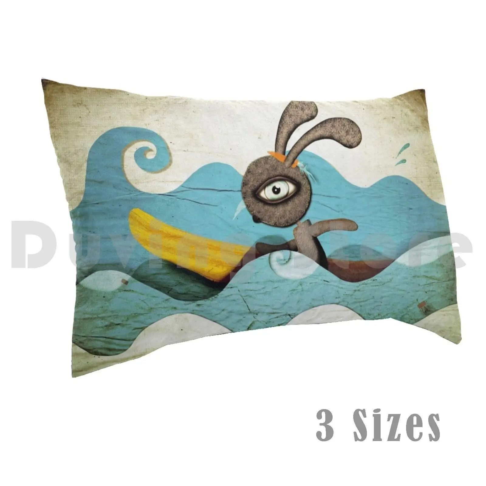 Surfing Waves Swirls Pillow Case Printed 50x75 Surfing Surf Waves Carrot Sea Water Sport Boy Children S Art