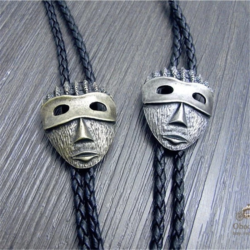 Bolo tie The latest retro shirt chain tribal masks Poirot tie rope leather necklace Long tie hang