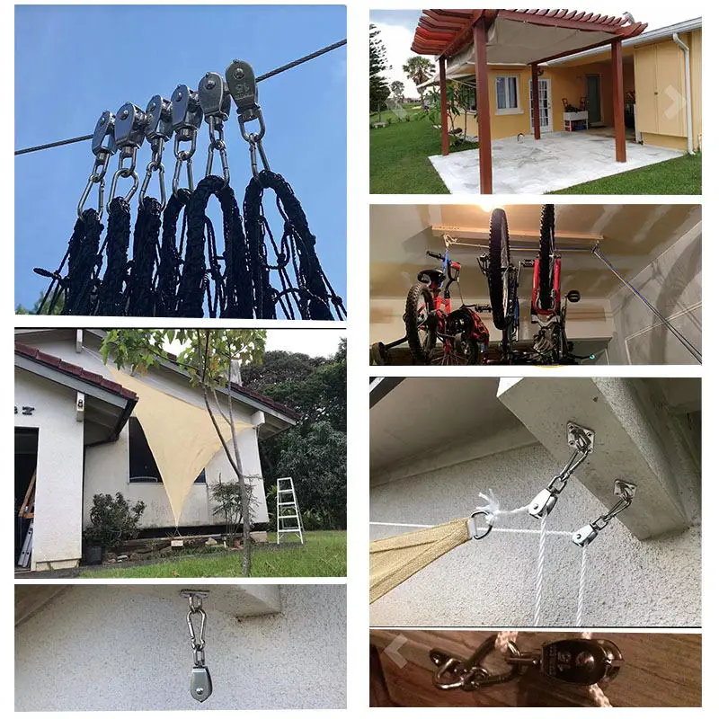 M15 M20 pulley block stainless steel pulley traction wheel heavy steel single and double wheel rotating hoisting rope set