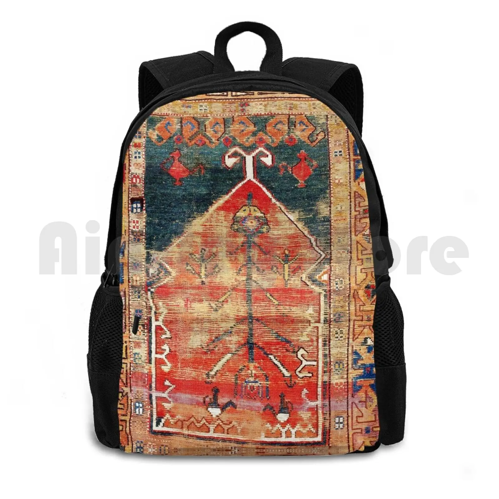 Konya Central Anatolian Prayer Rug Outdoor Hiking Backpack Riding Climbing Sports Bag Vintage Vintage Rug Carpet Persian Tribal