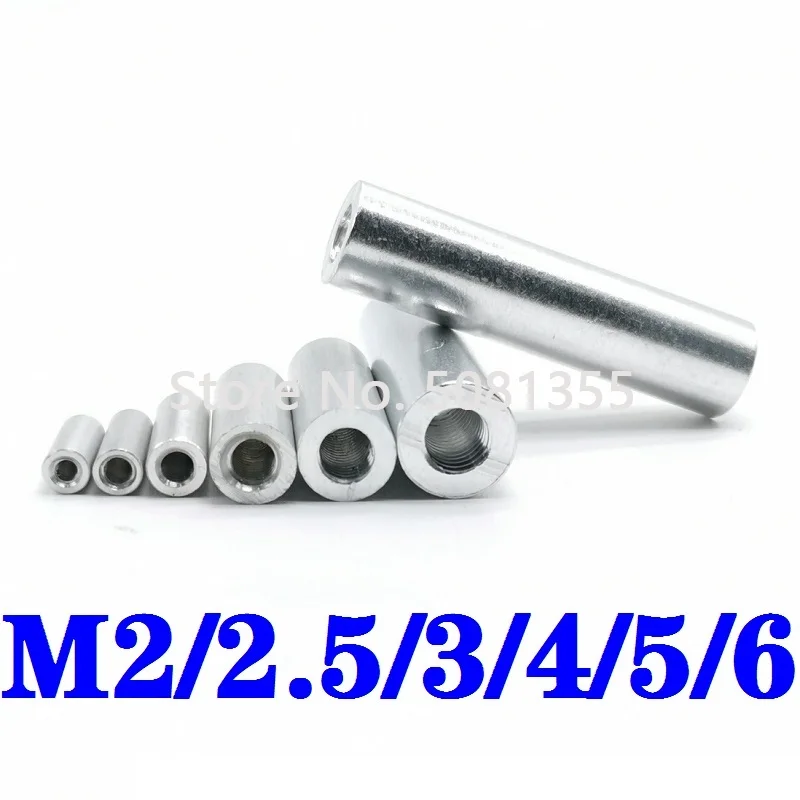 5-10pcs/lot M2 M2.5 M3 M4 M5 M6*L Round aluminum standoff spacer Stud extend long nut  L=6 TO 100