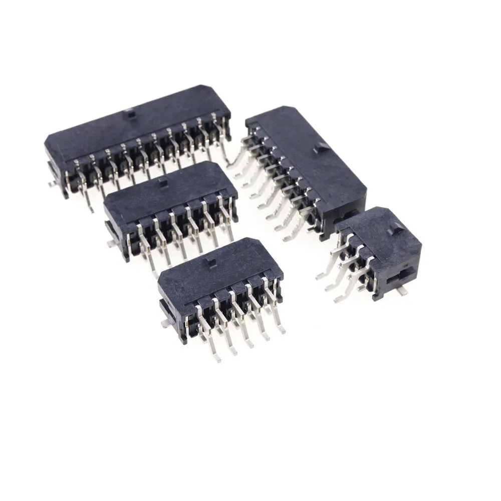 Imagem -03 - Circuitos Duplos da Fileira da Bolacha do Conector 3.0 mm Micro-ajuste dos Peças 10 12 14 16 18 20 22 24 Pinos do Ângulo Direito Estanho da Guia da Solda de Smt 1000100