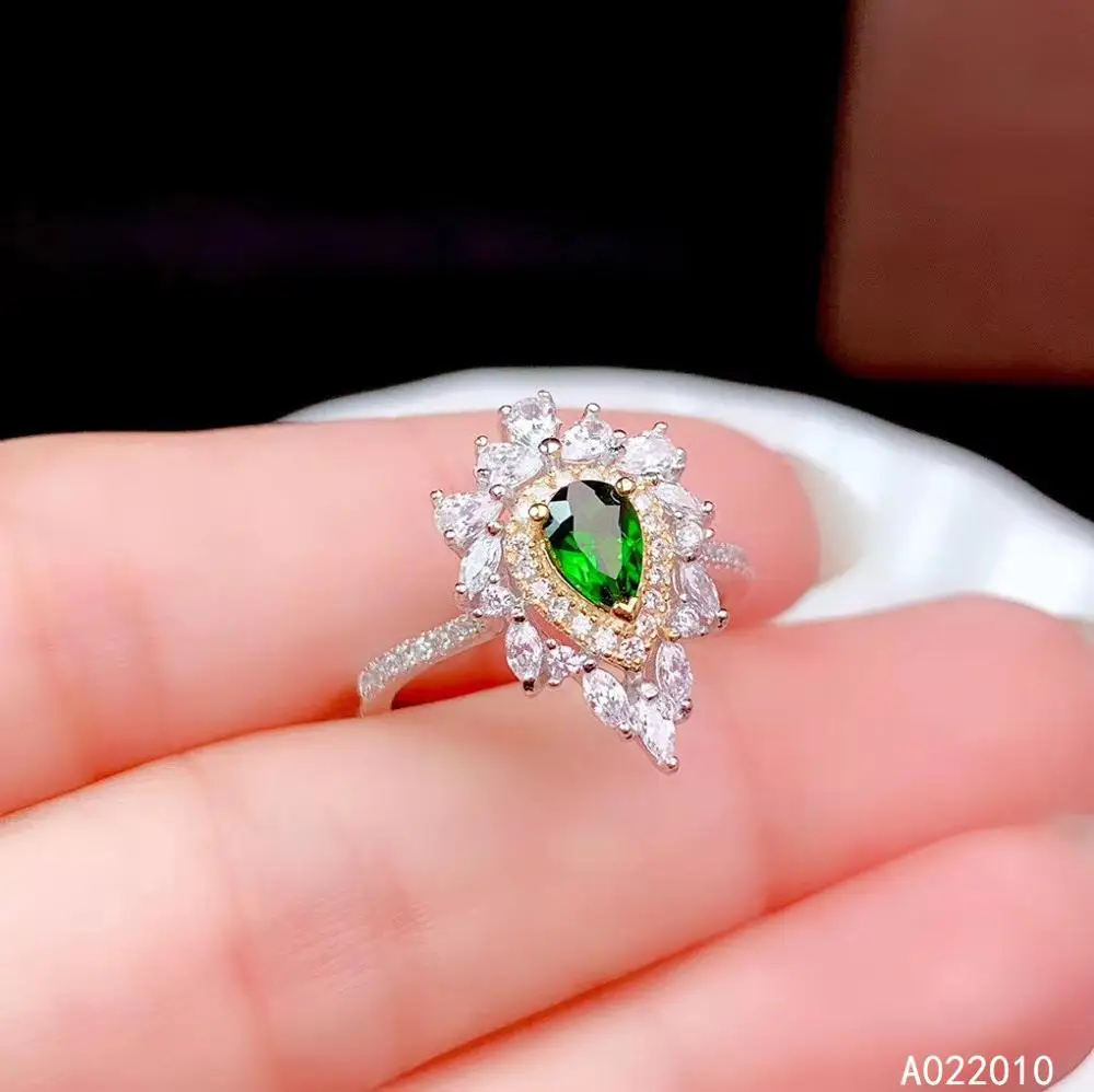 

KJJEAXCMY fine jewelry 925 sterling silver natural gemstone diopside classic lady girl Woman's new crystal ring Support test