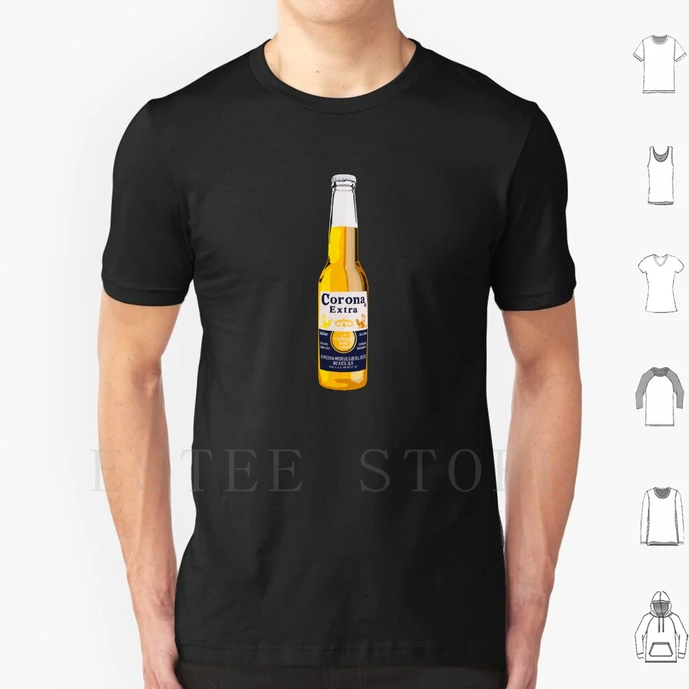 Bottle T Shirt Print Cotton Beer Logo Brand Spain Mexico South America Yellow Black Pint Drinking Party Bar Pub