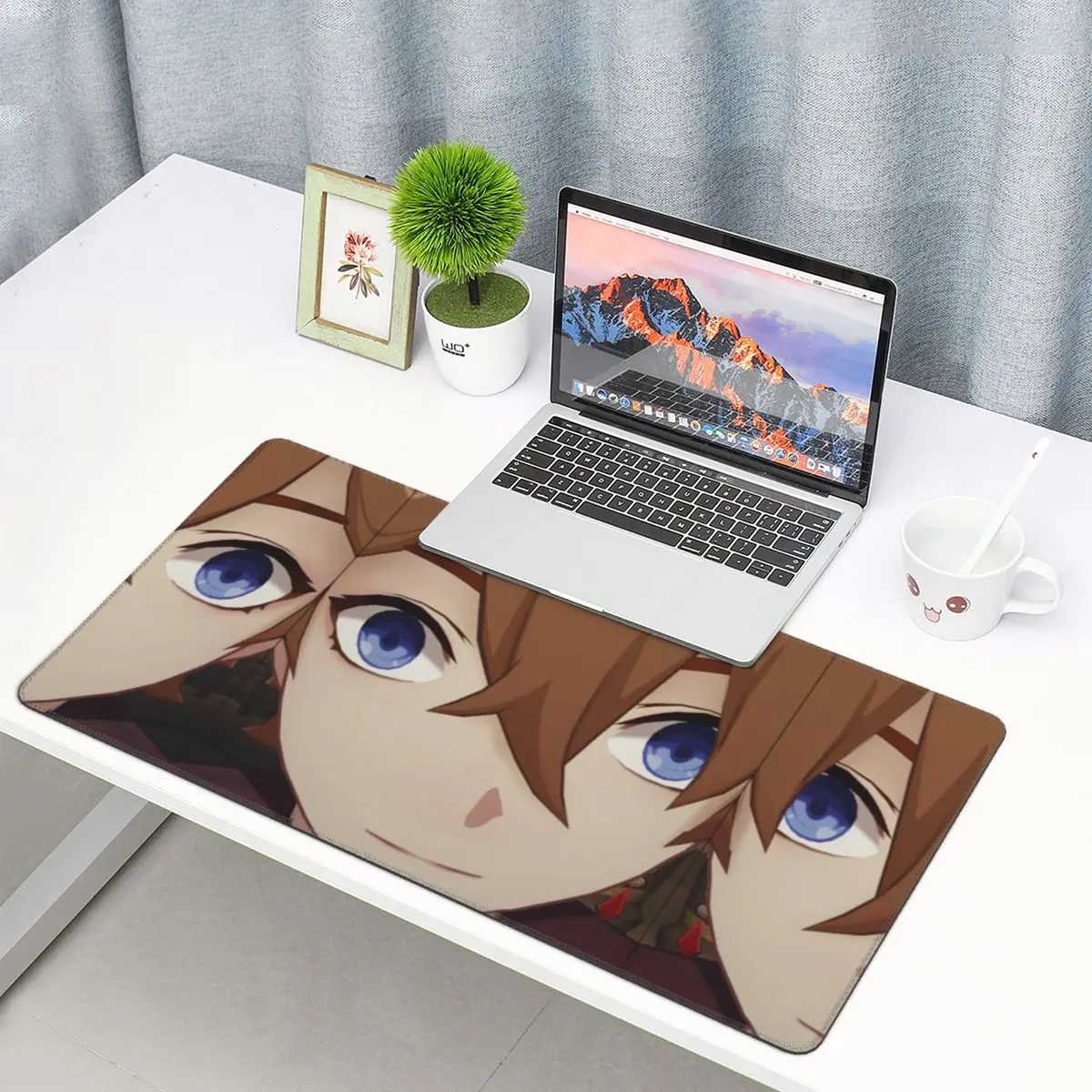 Childe Tartaglia Face Meme Laptop Mouse Pad Keyboard Desk Mat Genshin Impact 80x30 Non-Slip Rubber Mousepad for Gamers