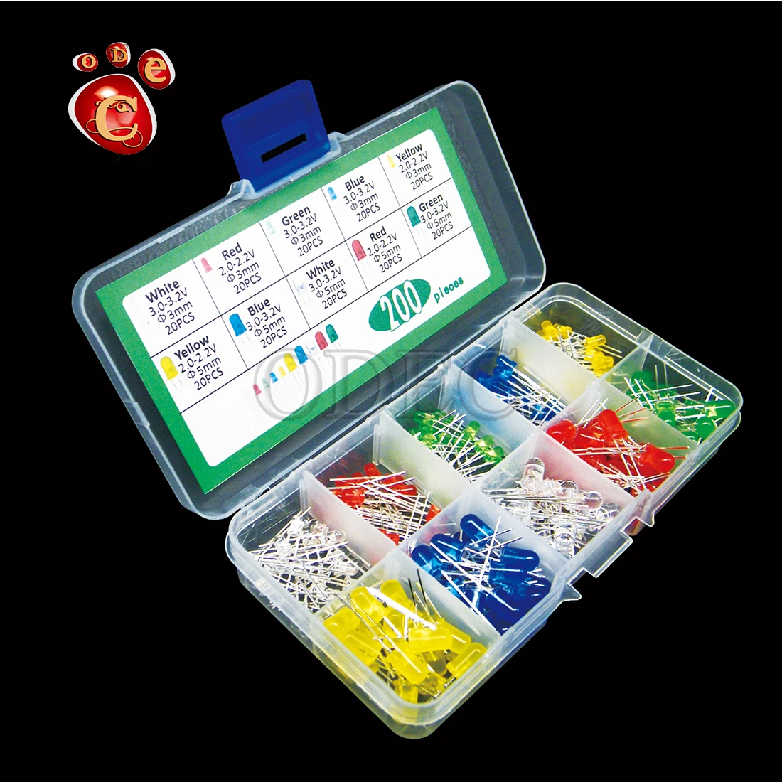 LED de 5 colores, 3mm, 5mm cada uno, 20 Uds., 200 Uds.