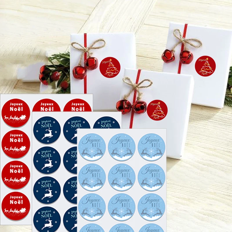 3.5/4.5cm Joyeux Noel Christmas Gift Sealing Stickers Self-adhesive Stickers New Year Xmas Merry Christmas Party Decor Labels