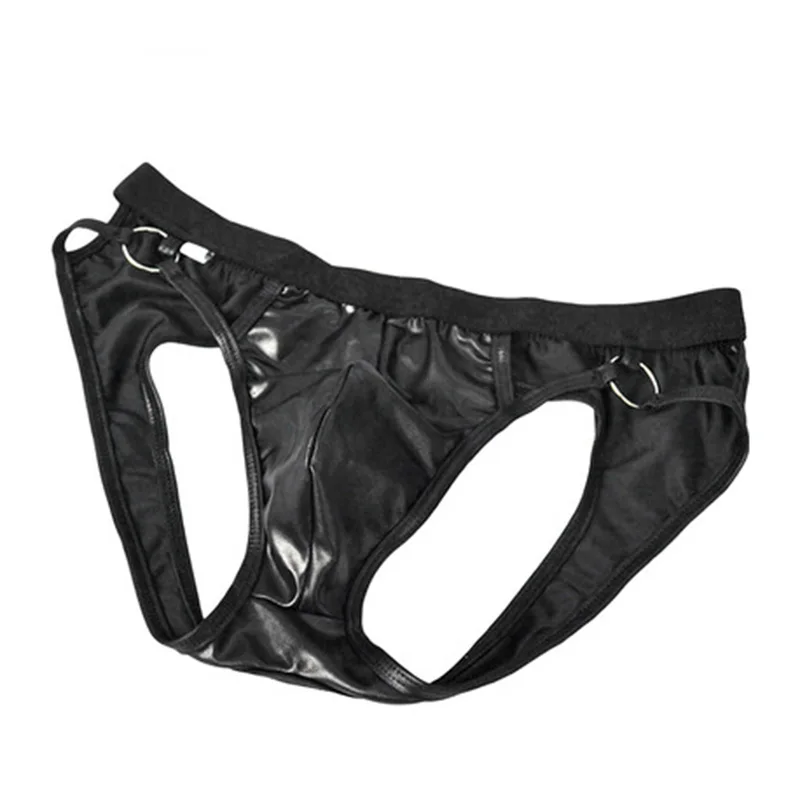 

Jockstrap PU Leather Thongs Men Push UP Hips G Strings Male Underwear Backless Penis Pouch Gay Panties Buttocks Underpant A50