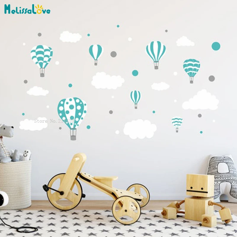 Custom 4 Colors Air Balloons Wall Decal Kids Baby Room Sticker Decor Home Art Nursery DIY Murals Removable YT5958